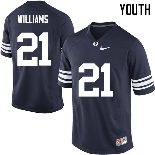 Youth #21 Jamaal Williams BYU Cougars College Football Jerseys Sale-Navy - Click Image to Close